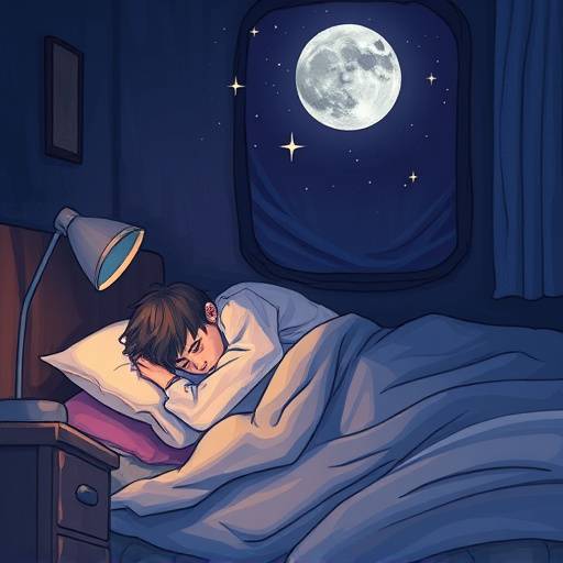 Illustration of a person struggling with insomnia, tossing and turning in bed