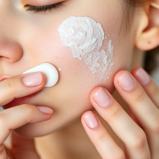 Person applying acne treatment cream to their face